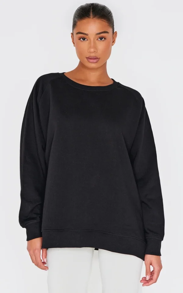 Black Premium Fleeceback Longline Sweatshirt
