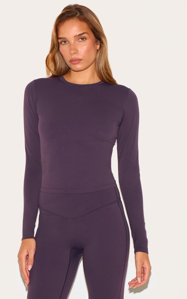 Dark Plum Ultimate Sculpt Long Sleeve Crop Gym Top