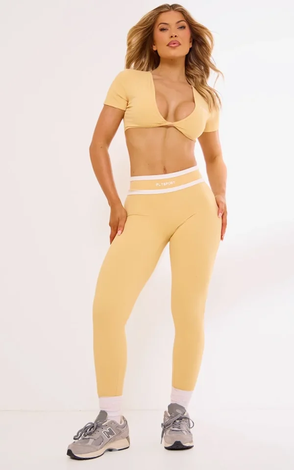 PLT SPORT Peach Sculpt Contrast Detail Leggings