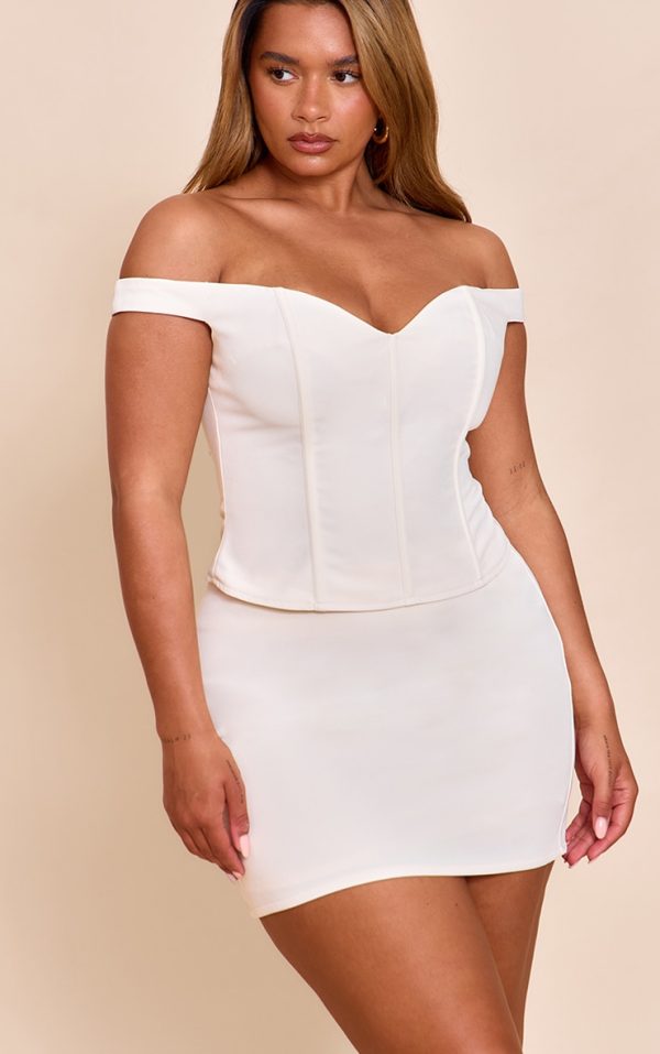 Shape Cream High Waisted Woven Mini Skirt