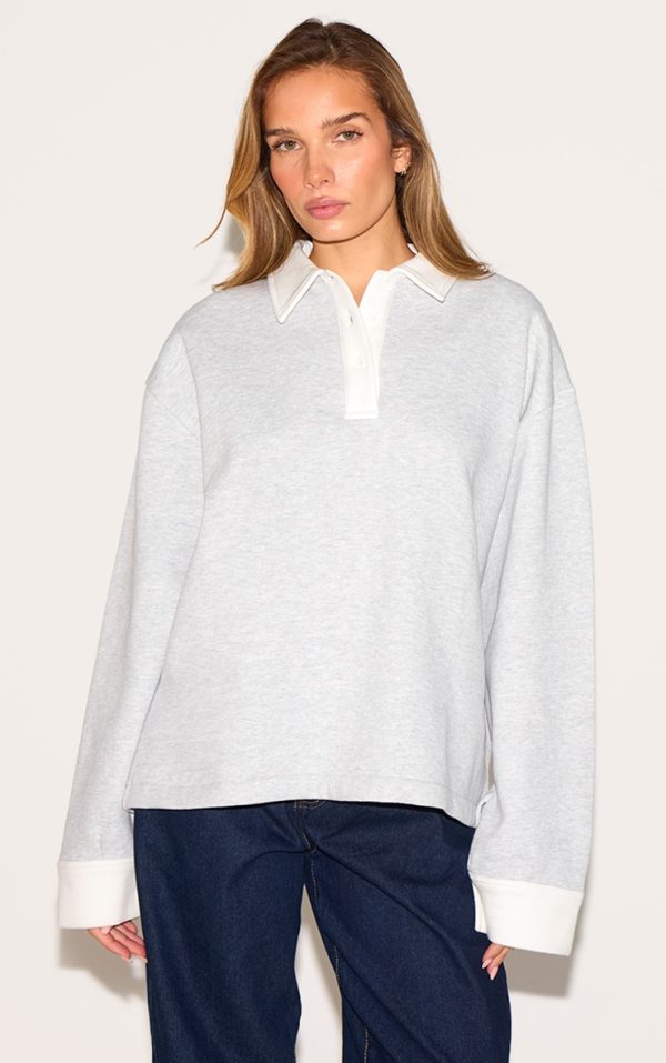 Ash Grey Oversized Polo Sweatshirt
