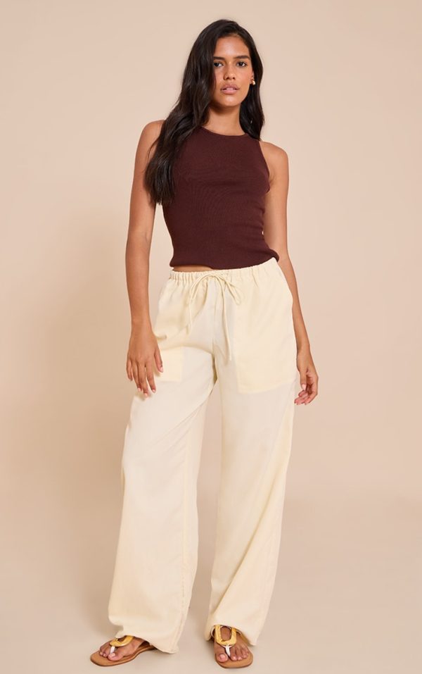 Lemon Woven Drawstring Low Rise Relaxed Pants