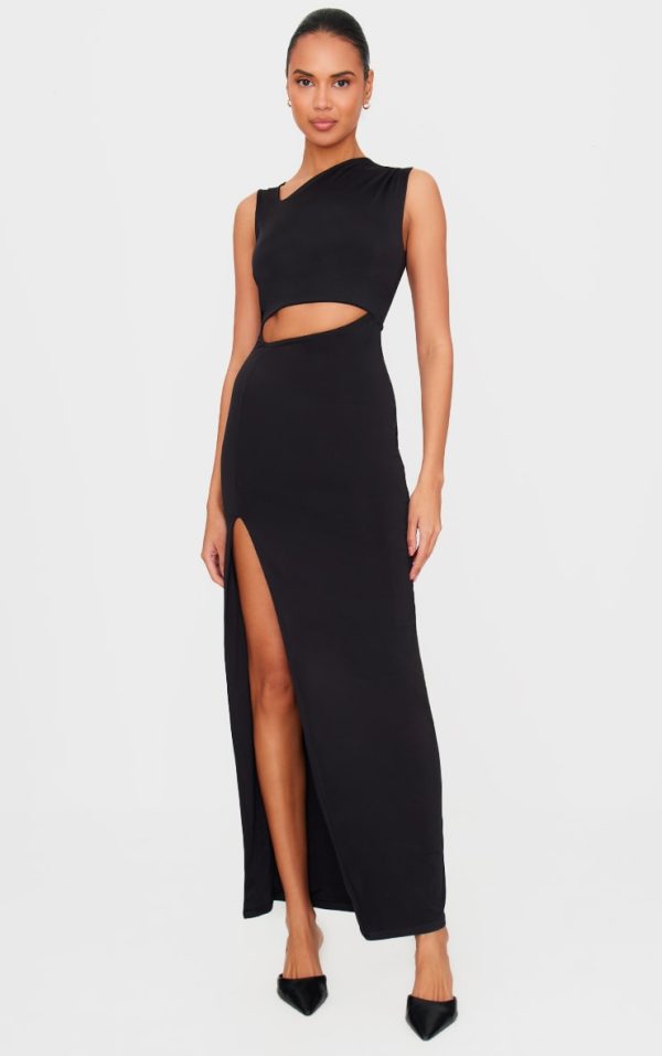 Black Soft Touch Cut Out Maxi Dress