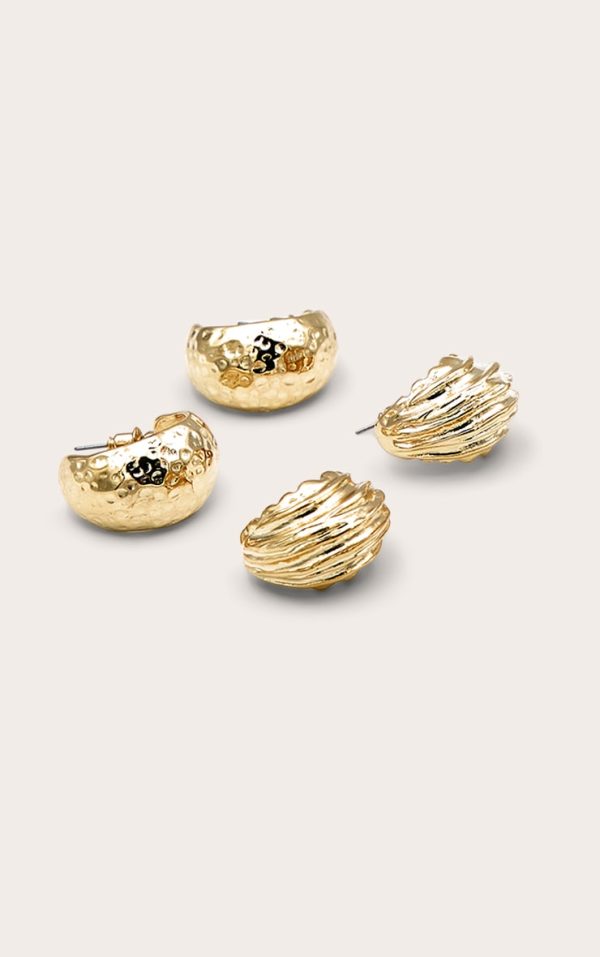 Gold Textured Hoop Multi-Pack Earrings