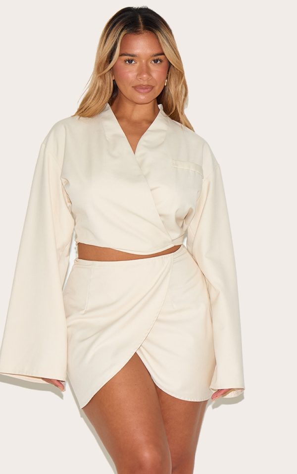 Shape White Tailoring Wrap Over Mini Skirt