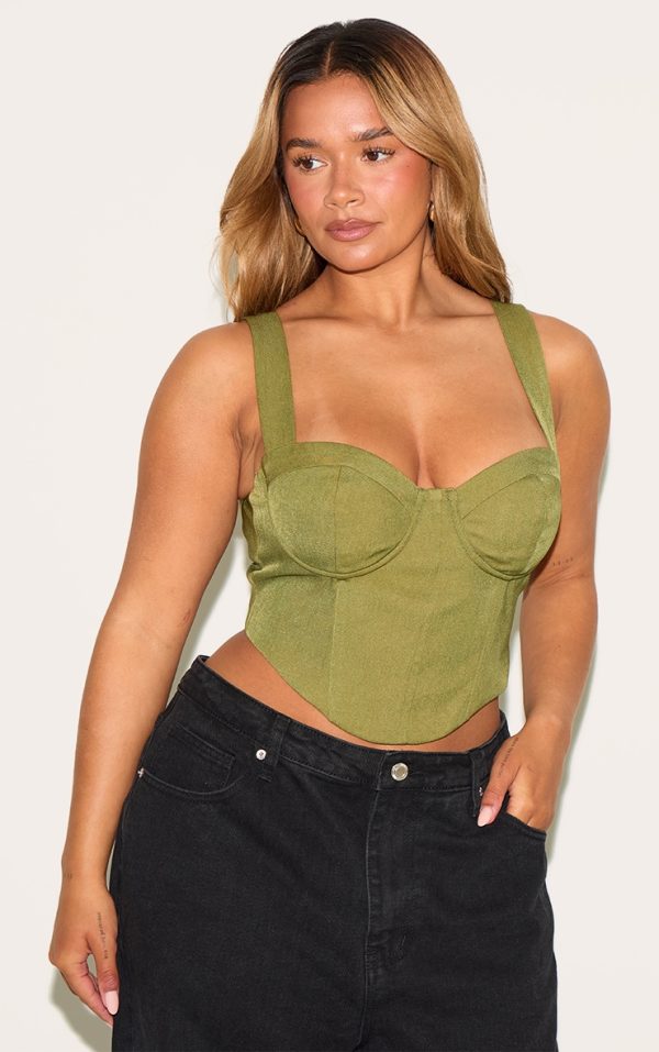 Shape Olive Woven Corset Crop Top