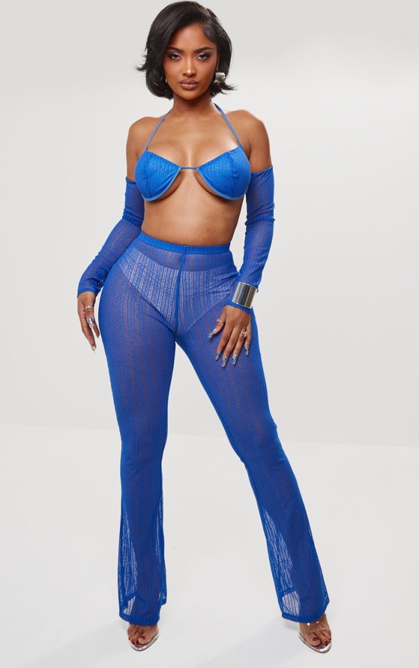 Shape Bright Blue Sheer Ruched Leg Pants