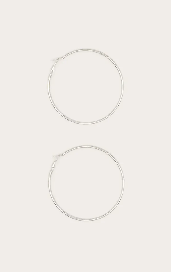 Silver 80mm Large Hoop Earrings