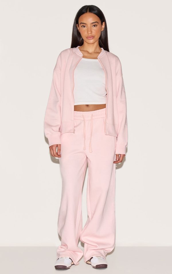 Petite Baby Pink Pocket Detail Wide Leg Sweatpants