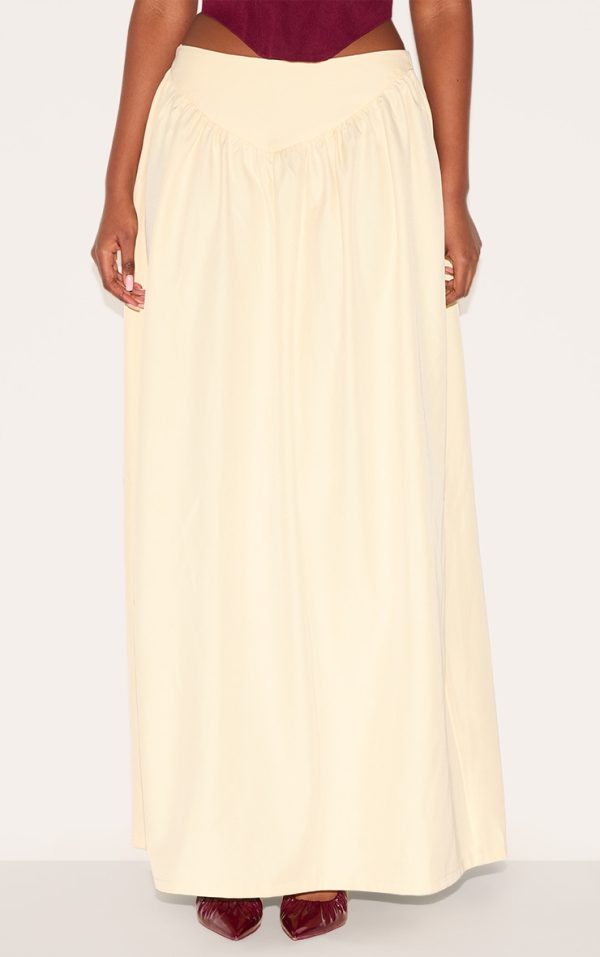 Almond Dipped Waist Structured A Line Maxi Skirt