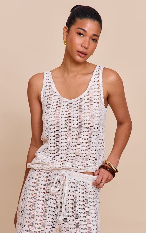 Cream Scoop Neck Vest Top