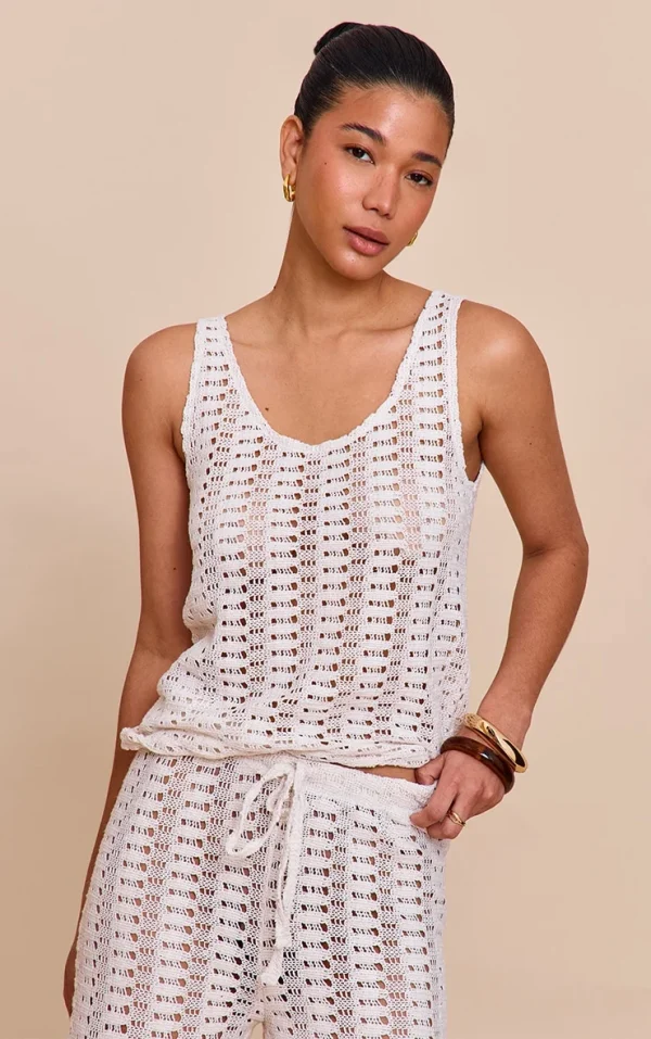 Cream Scoop Neck Vest Top