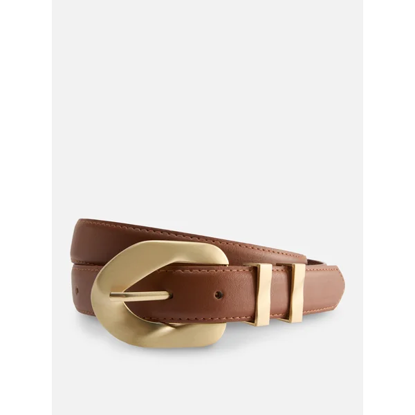 Chain Link Buckle Belt - Tan