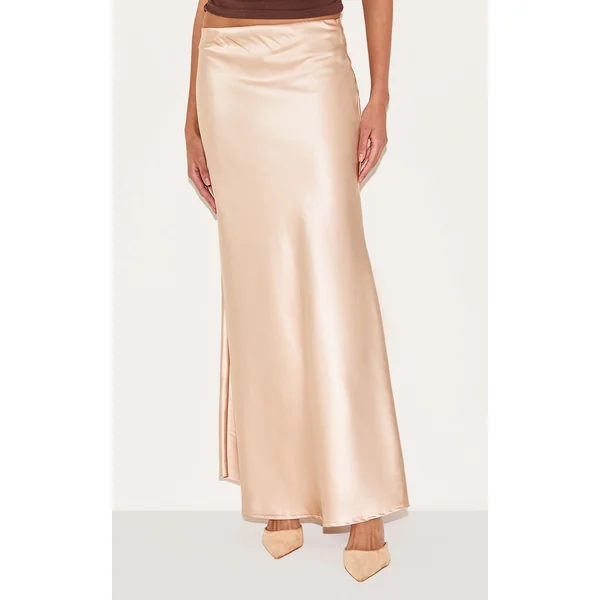 Champagne Satin Floaty Maxi Skirt