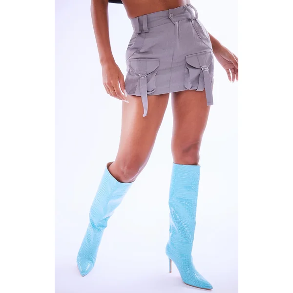 Charcoal Cargo Pocket Detail Micro Mini Skirt