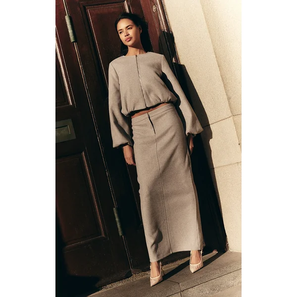Charcoal Grey Heavy Brushed Maxi Skirt