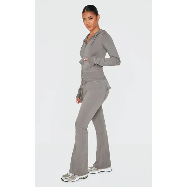 Charcoal Low Rise Skinny Flare Pants