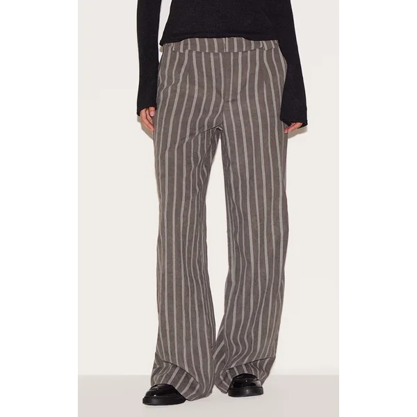 Charcoal Pinstripe Peach Skin Tailored Pants