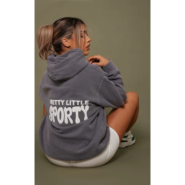 Charcoal Pretty Little Sporty Back Puff Print Hoodie