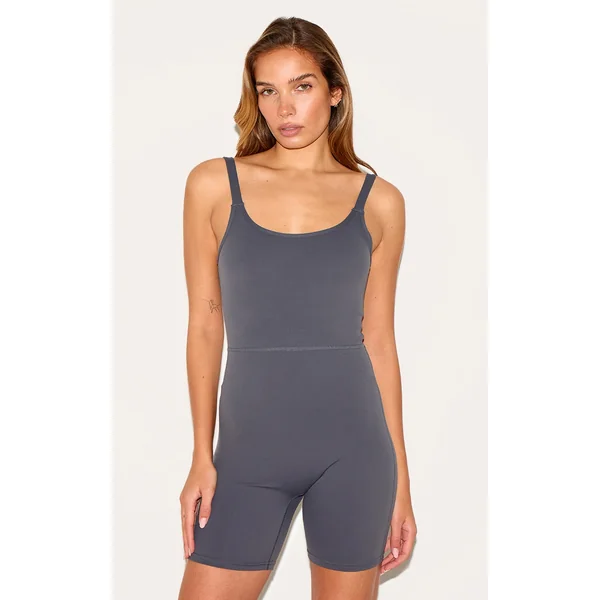 Charcoal Sculpt Low Back Strappy Unitard