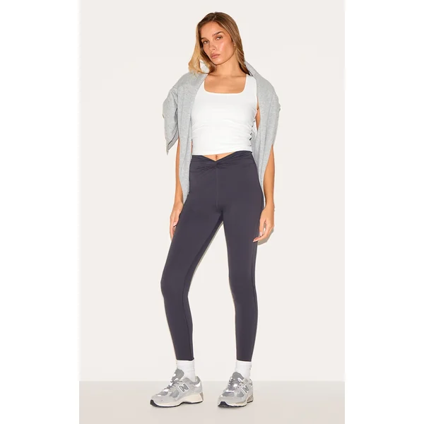 Charcoal Sculpt Twist Front Gym Leggings