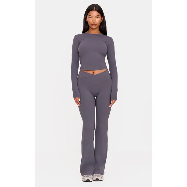 Charcoal Sculpt Wrap Waist Yoga Pants