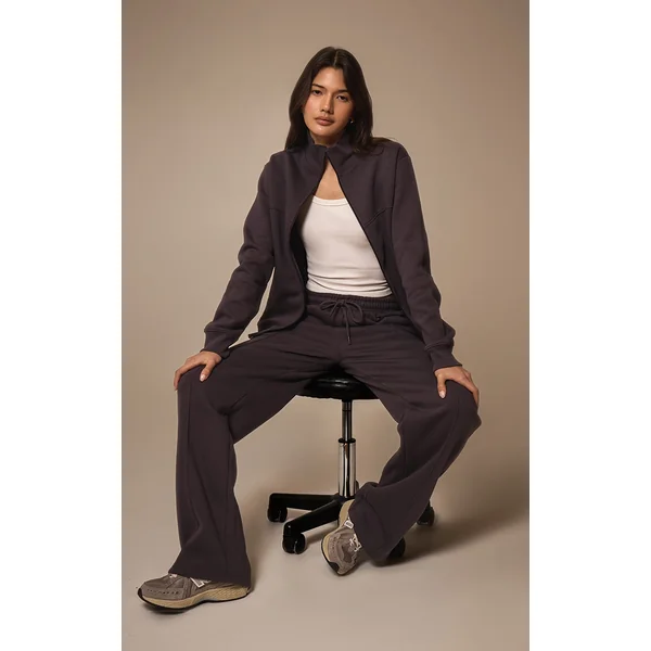 Charcoal Seam Detail Straight Leg Sweatpants