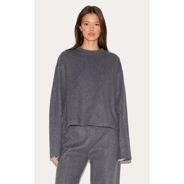 Charcoal Soft Ribbed Sweatshirt