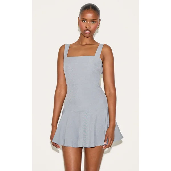 Charcoal Tailored Woven Scoop Back Shift Dress