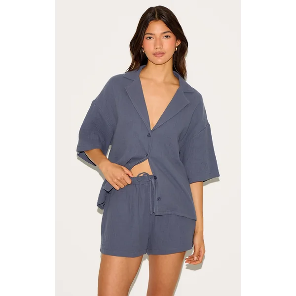 Charcoal Woven Floaty Drawstring Shorts