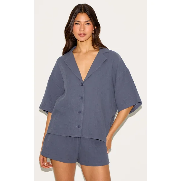 Charcoal Woven Short Sleeve Shirt