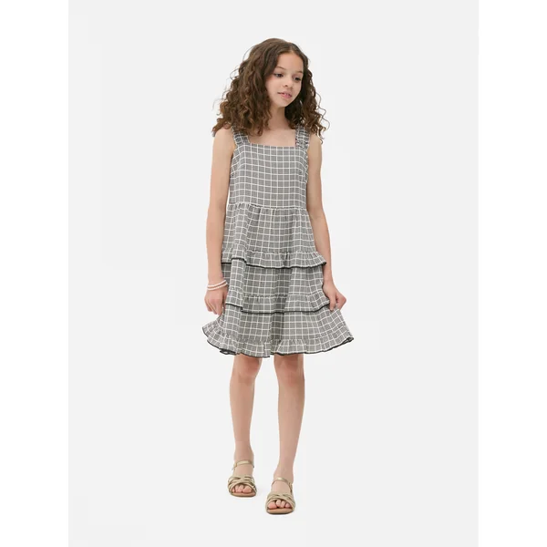 Check Tiered Mini Dress - Multi