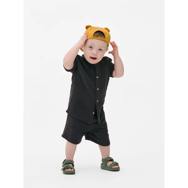 Cheesecloth Shirt and Shorts Set - Charcoal