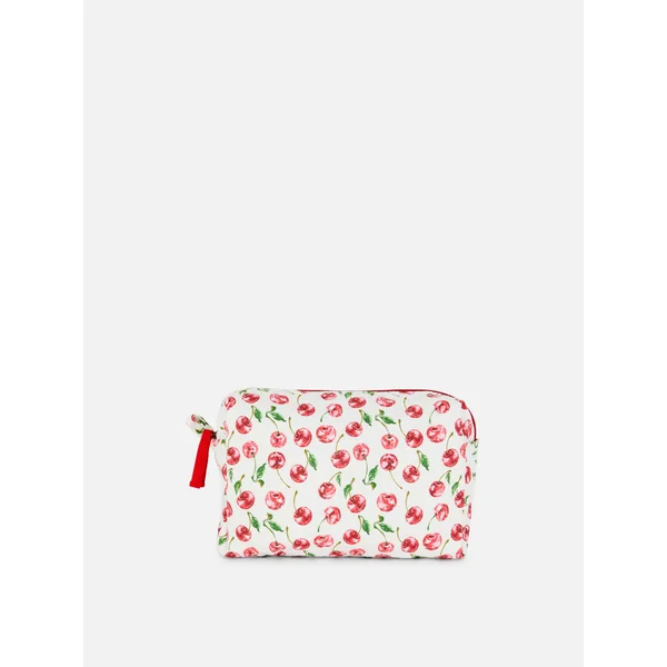 Cherry Print Toiletry Bag - White