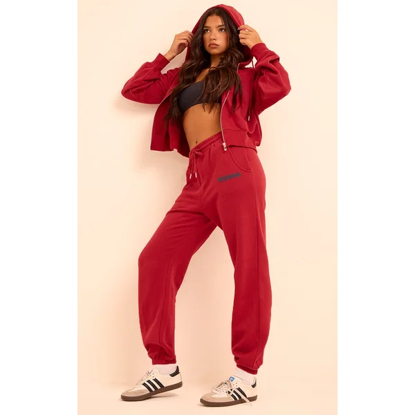 Cherry Red PLT Studio Archive Puff Print Drawstring Cuffed Sweatpants