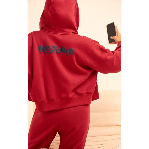 Cherry Red PLT Studio Archive Puff Print Zip Up Jacket