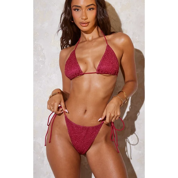 Cherry Red Tie Side Bikini Bottoms
