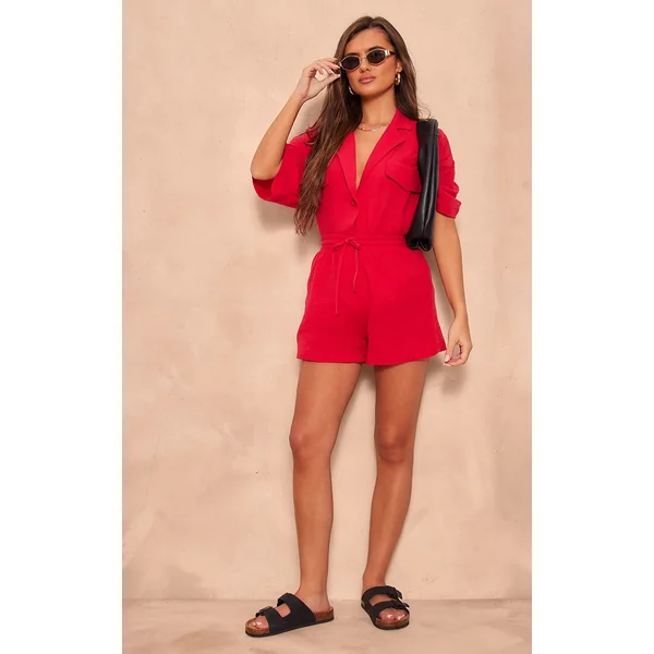 Cherry Red Woven Floaty Shorts