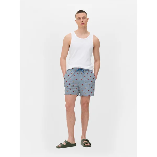 Cherry Seersucker Swim Shorts - Red