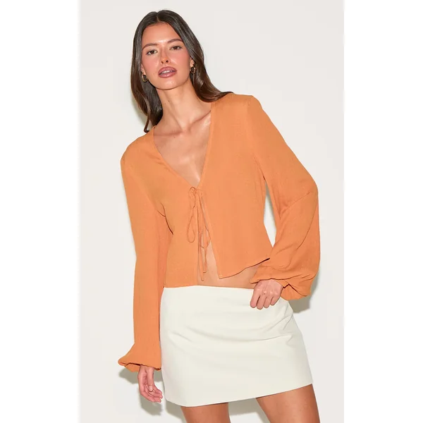 Chestnut Tie Front Blouse