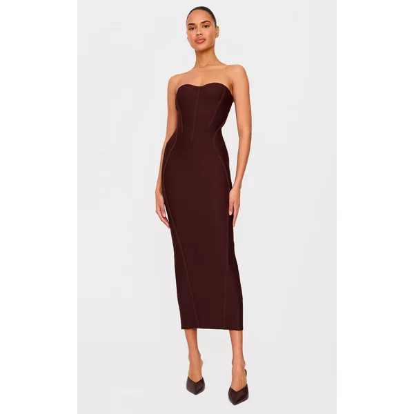 Chocolate Bandage Bandeau Bodycon Maxi Dress