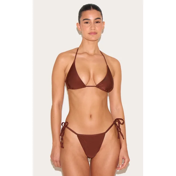 Chocolate Basic Triangle And Tie Side Bikini Set