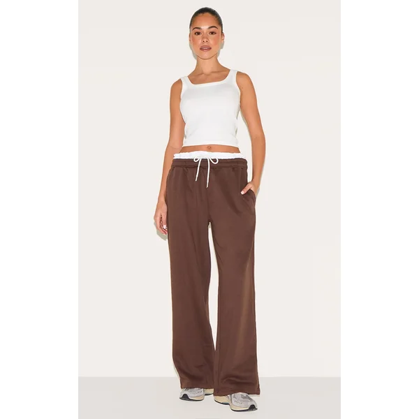 Chocolate Boxer Waistband Wide Leg Sweat Sweatpants
