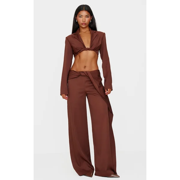 Chocolate Brown Twist Detail Pants