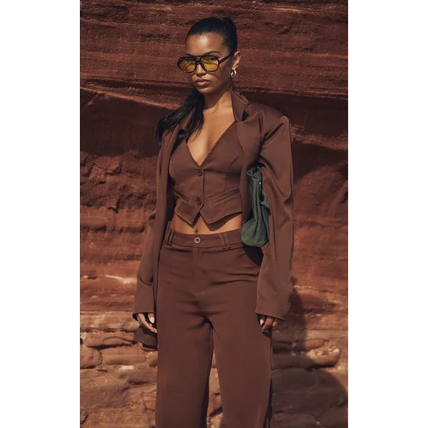 Chocolate Brown Woven Oversized Suit Jacket