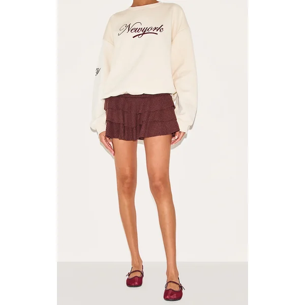 Chocolate Brushed Rib Rara Mini Skirt