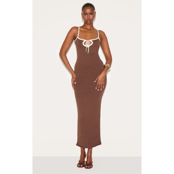 Chocolate Contrast Knit Dress