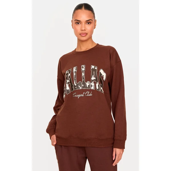 Chocolate Dallas Cow Printed Sweatshirt