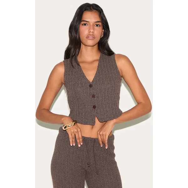 Chocolate Distressed Textured Rib Boxy