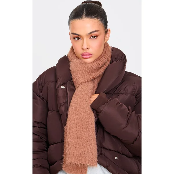 Chocolate Eyelash Knit Rib Scarf